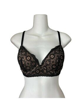 Aerie Demi Lightly Padded Black Lace Bra Size 32D